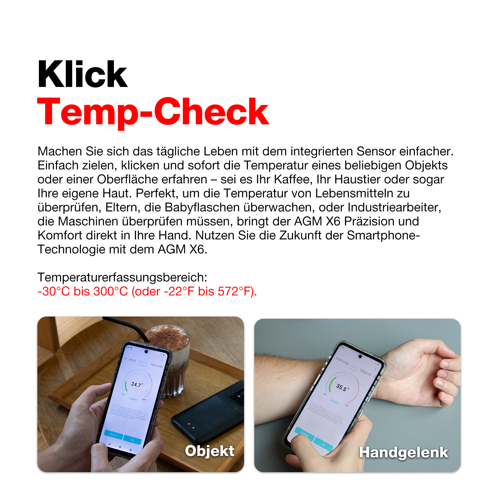 AGM X6 Phantom | Transparent Appearance | Stylish | Octa-Core 5G Rugged Smartphone | Multi-scene Temperature Detection | Customizable Side Button | 50MP Main Camera | Android 14