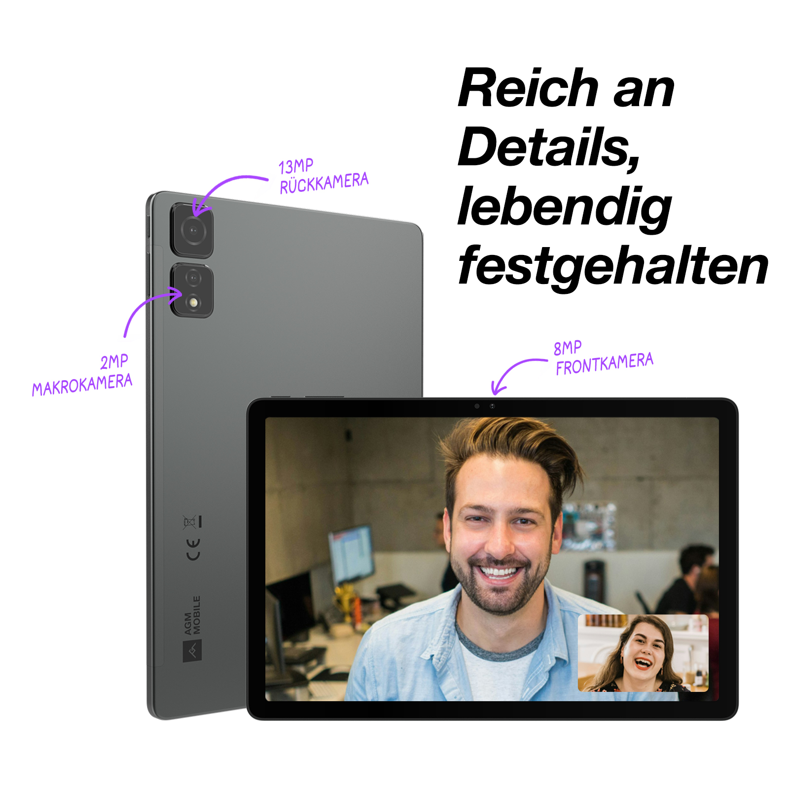 AGM PAD T2 | Brilho de 500 Nits｜11″FHD+｜256GB｜Processador MTK